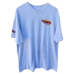 Parker Oil Graphic T Shirt Mens XL Gray Racing USA Flag Vintage Style
